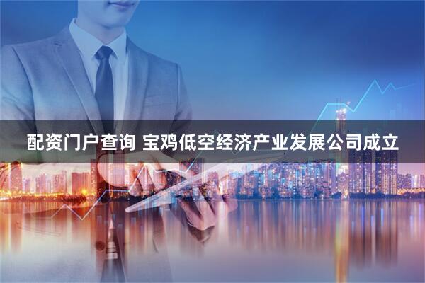 配资门户查询 宝鸡低空经济产业发展公司成立